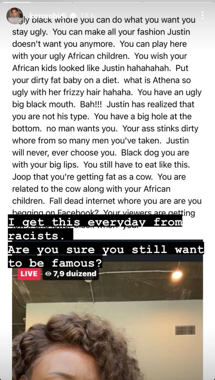 "Are you sure you still want to be famous?" Korra Obidi asks as she shares racist message she received from a troll