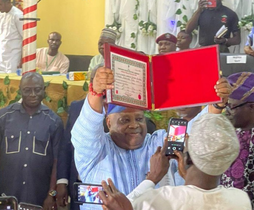INEC issues certificate of return to Osun state governor-elect, Ademola Adeleke (photos)