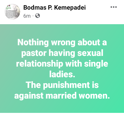 "There is nothing wrong about a pastor having sexual relationship with single ladies" - Bayelsa Governor