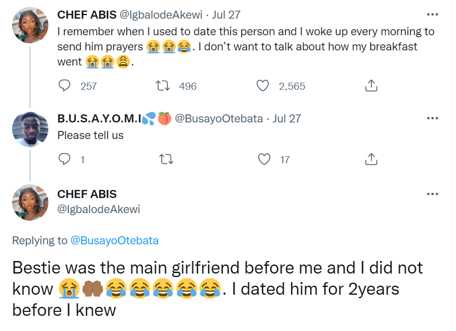 Lady narrates how her boyfriend of two years she always prayed for every morning dumped her