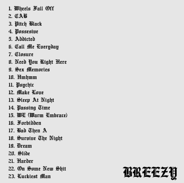Chris Brown BREEZY Tracklist