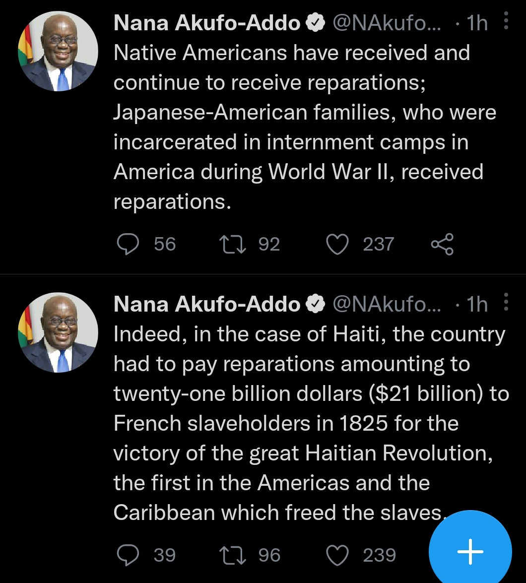 It is time for Africa to receive reparations - Ghana