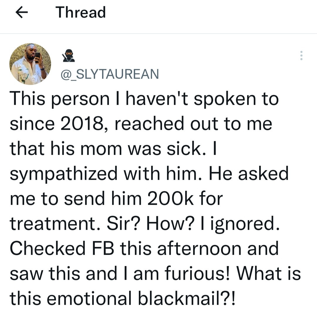 Man emotionally blackmailed by his bereaved friend for not giving him N200K for his late mother