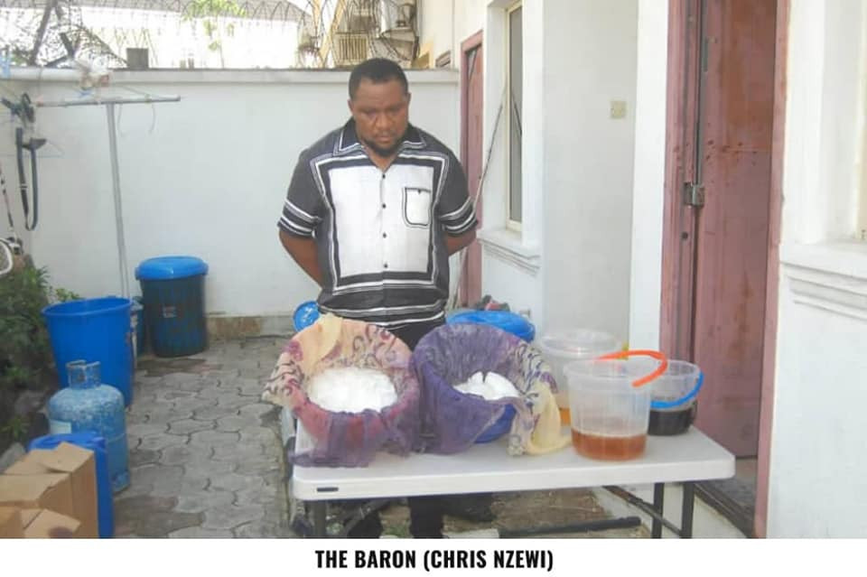 NDLEA release photos of Chris Nzewi, owner of Meth laboratory uncovered in VGC Lagos state