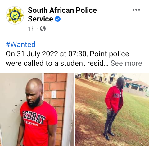 Police declare man wanted for brutal murder of 23-year-old final year student in South Africa 