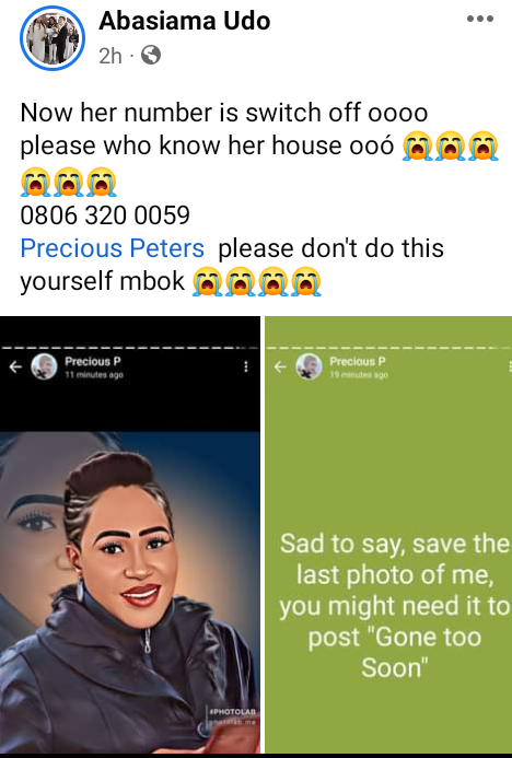 "Death is peaceful" - Panic as Nigerian lady leaves suicide notes and video on Facebook 