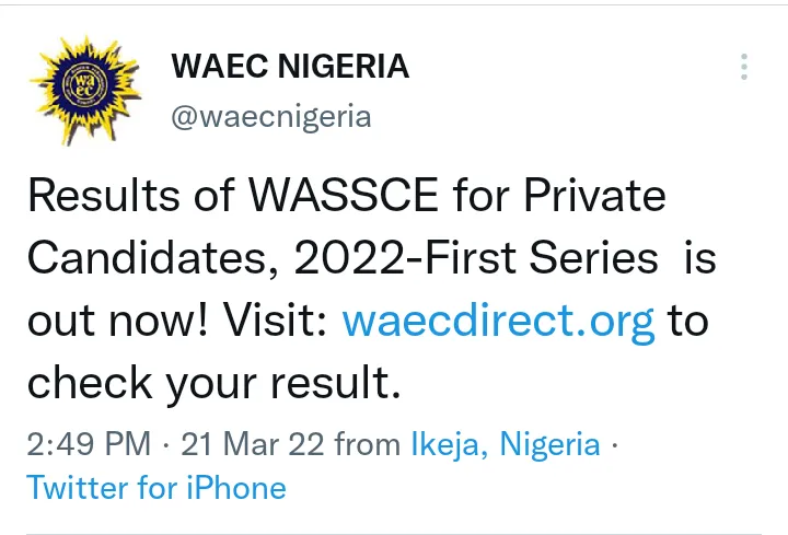 Waec private result out