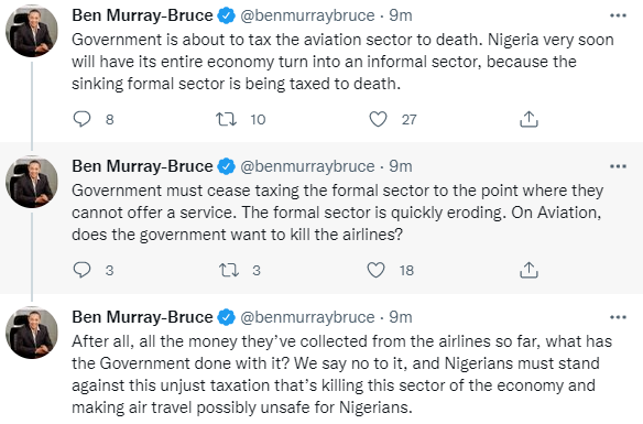 Does the government want to kill airlines? - Ben Murray Bruce accuses FG of plans to 